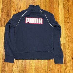 Puma vintage zipper sweatshirt size M. Navy blue with Pink Puma on Back.